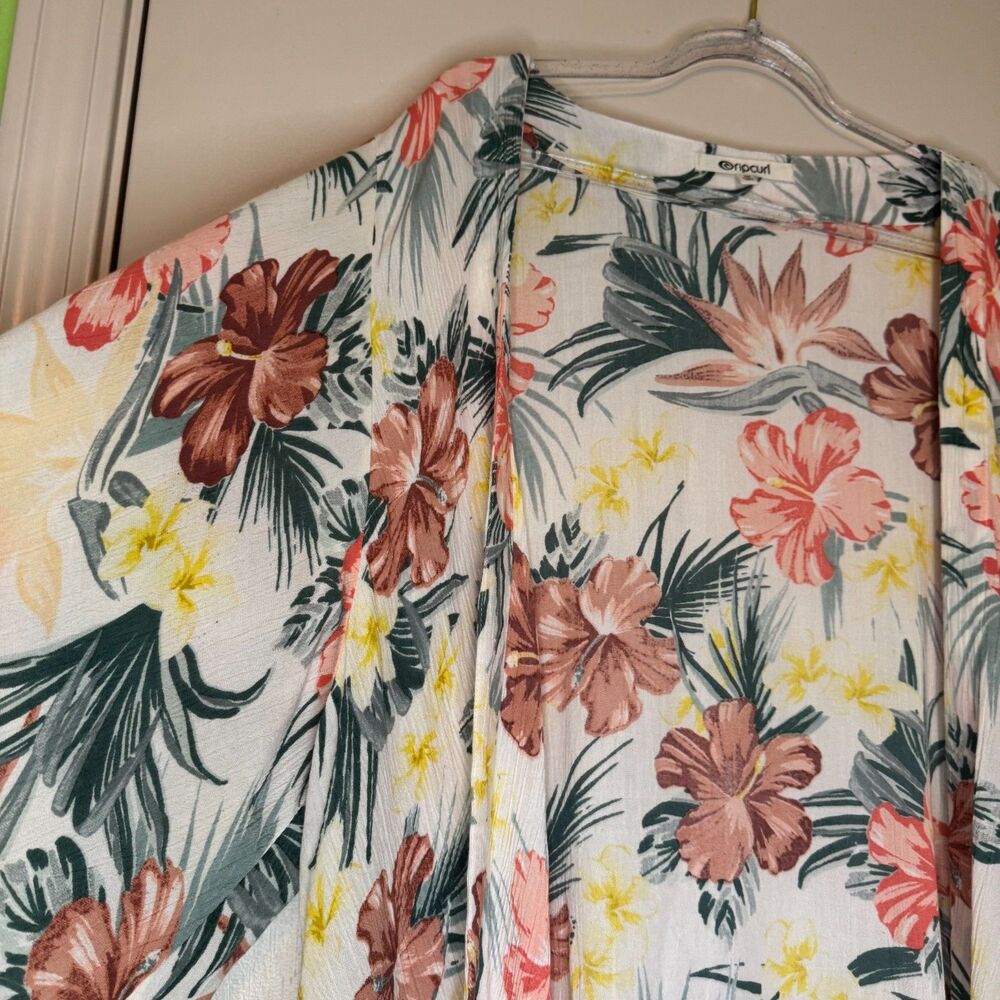 RIPCURL womens size medium M Anini Beach palm floral beach swim cover up kimono - Picture 7 of 12